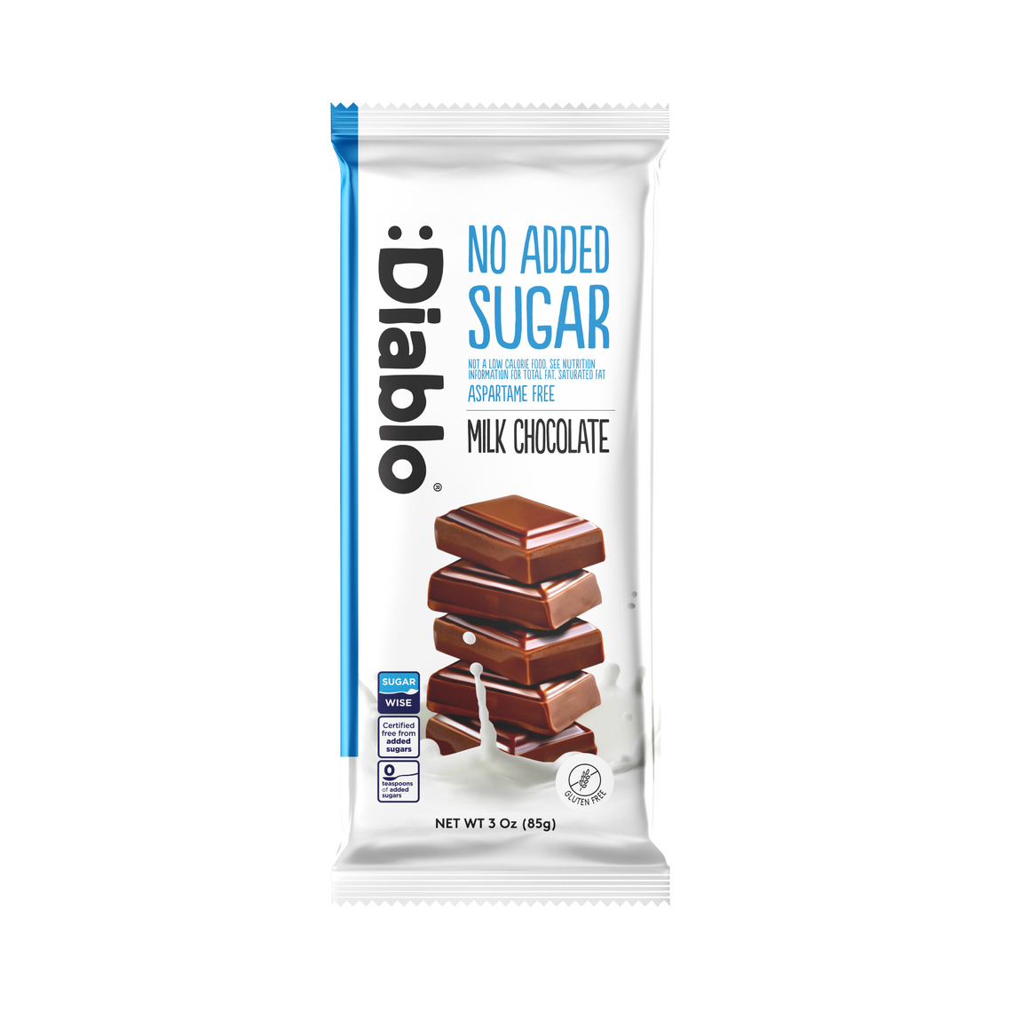 Diablo No Added Sugar Milk Chocolate Bar Maltitol (85g)